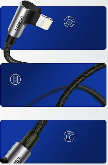 Ugreen Angle (90°) / Braided USB to Lightning Cable Μαύρο 1m (60521)