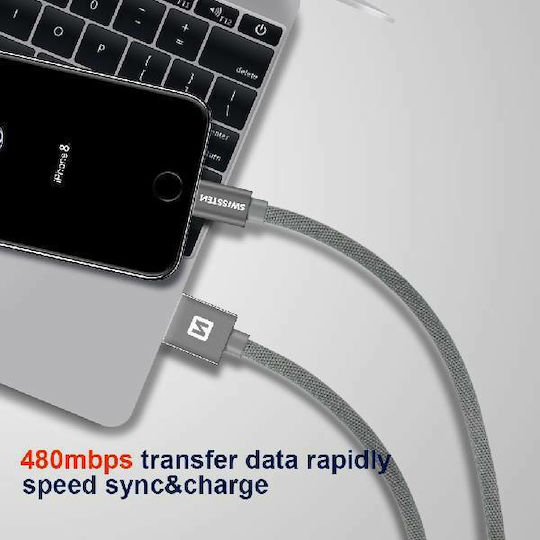 Swissten Geflochten USB-A zu Lightning Kabel Schwarz 1.2m (71524201)