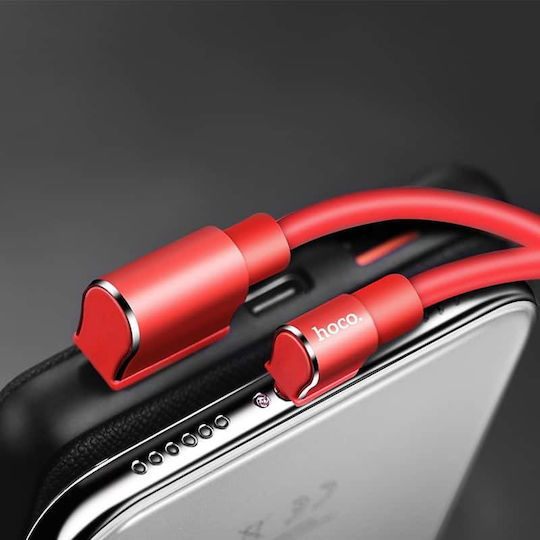 Hoco Angle (90°) USB to Lightning Cable Κόκκινο 1.2m (U37 Long Roam)