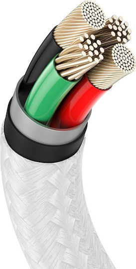 Baseus Cafule Series Плетена USB-A към Lightning кабел Бял 1м (CALJK-A02)