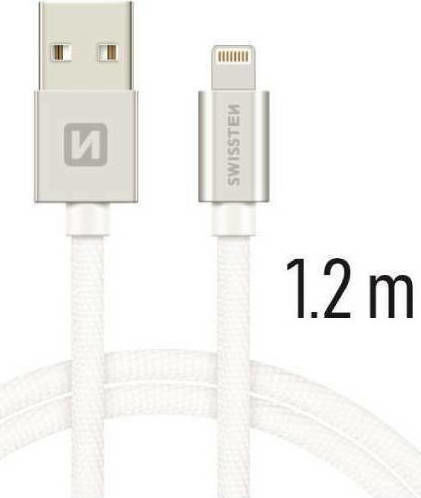 Swissten Braided USB to Lightning Cable Λευκό 1.2m (71523203)