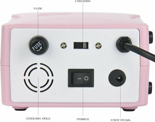 Kemei ZS-701 Τροχός Νυχιών Ρεύματος 35W Ροζ 30000 Στροφών με Πεντάλ