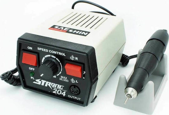 Saeshin Strong 204 Τροχός Νυχιών Ρεύματος 65W Γκρι 35000 Στροφών με Πεντάλ