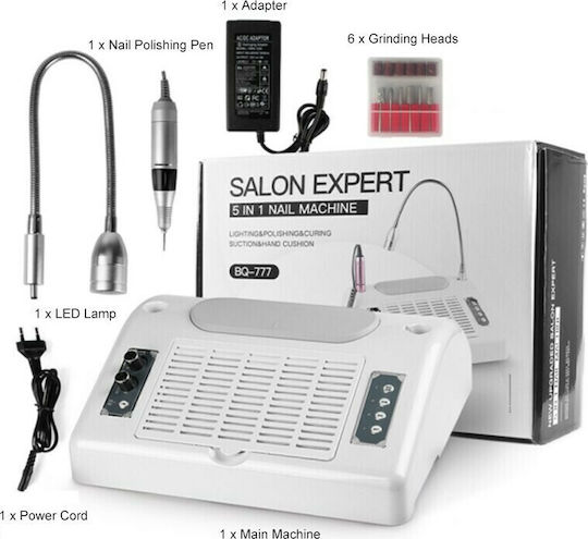 Factory Salon Expert 5 in 1 BQ-777 Nail Drill Power 80W White with 30000 Rotations per Minute