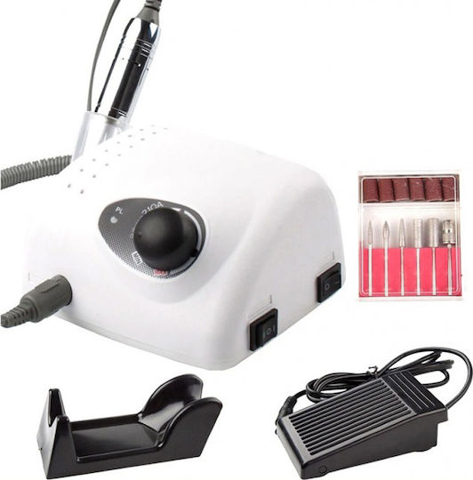Nail Drill Power 65W White with Pedal with 35000 Rotations per Minute