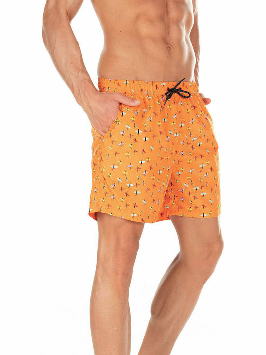 Men's Swimwear Shorts Orange with Patterns
