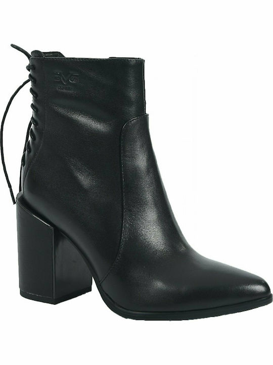 19V69 AMR613-60 Leather Women's Ankle Boots with High Heel Black