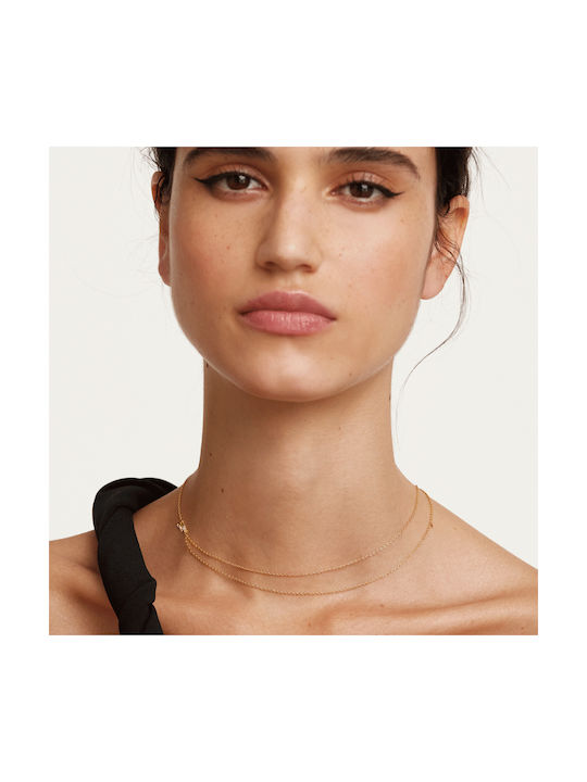 P D Paola Necklace Double from Gold Plated Silver with Zircon