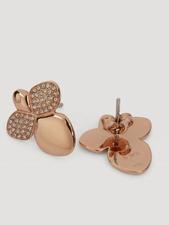 Emporio Armani Bees Collection Earrings made of Steel Gold Plated with Stones