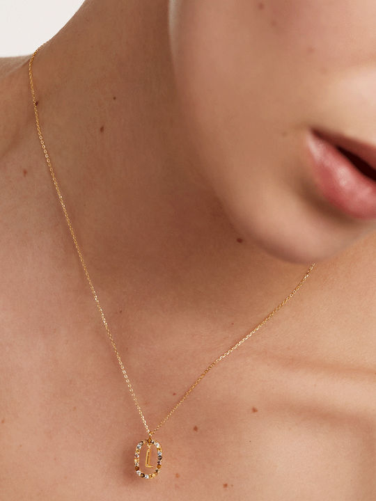P D Paola Letter Collection "L" Monogram "L" from Gold Plated Silver with Pearls & Zircon