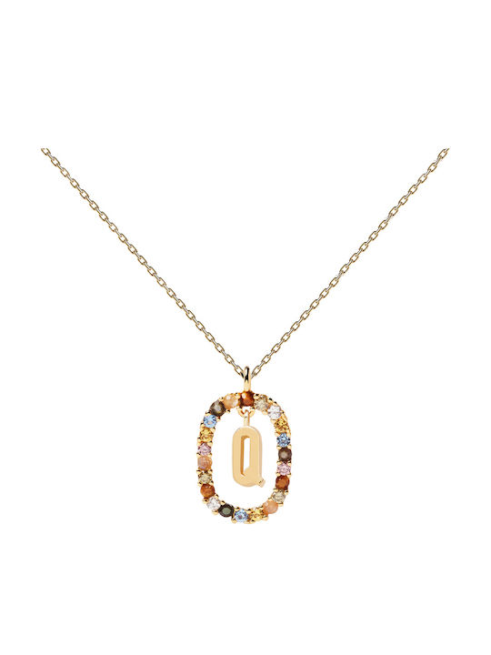P D Paola Letter Collection "Q" Monogram "Q" from Gold Plated Silver with Pearls