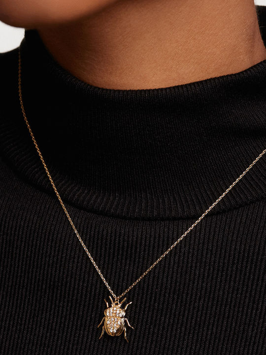 P D Paola Luck Beetle Amulet from Gold Plated Silver with Zircon
