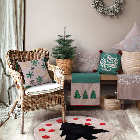Nef-Nef Homeware Green Spirit Χριστουγεννιάτικο Διακοσμητικό Μαξιλάρι Τετράγωνο Πράσινο 30x30εκ.