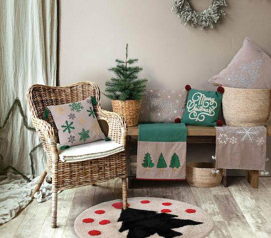 Nef-Nef Homeware Weihnachtsdekoratives Kissen Christmas Snow Rechteckig Gray 45x30cm