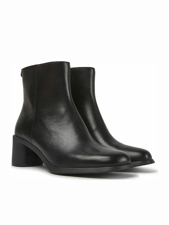 Meda Leather Women's Chelsea Boots with Medium Heel Black