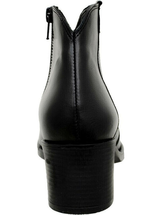 54-02 Leder Stiefeletten Damen Schwarz