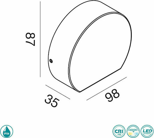 Gea Luce Επιτοίχιο Εξωτερικό Σποτ LED IP54 5W με Φυσικό Λευκό Φως