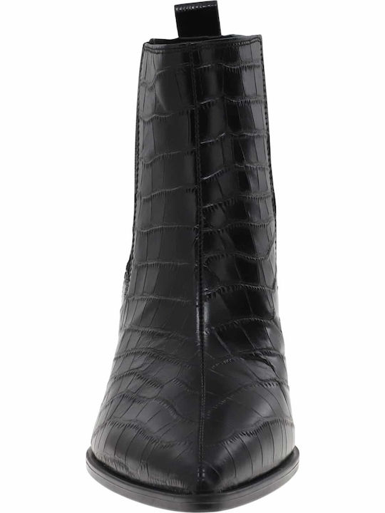 Honor8 Leather Women's Chelsea Boots with Medium Heel Black Croco