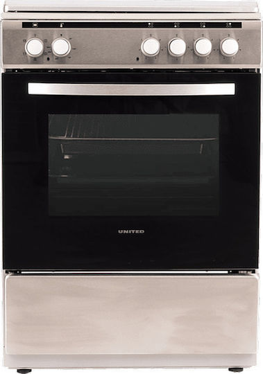 United Aragaz 65lt cu Plite Emailate L60cm. Inox