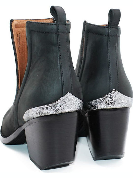 Cromwell Leather Women's Cowboy Boots with Medium Heel Black