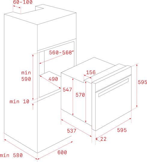 Teka Cuptor Deasupra Blatului 70lt L59.5cm.