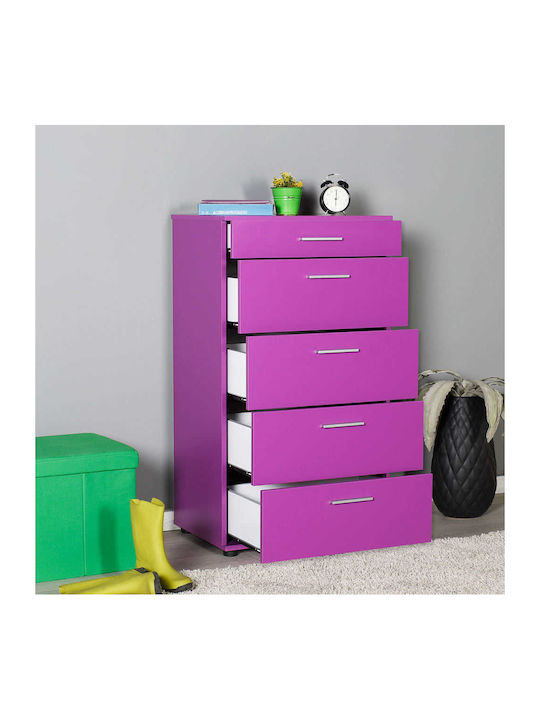Fidelio Kommode Schlafzimmer Holz Side mit 5 Schubladen Lila 60x44x108cm