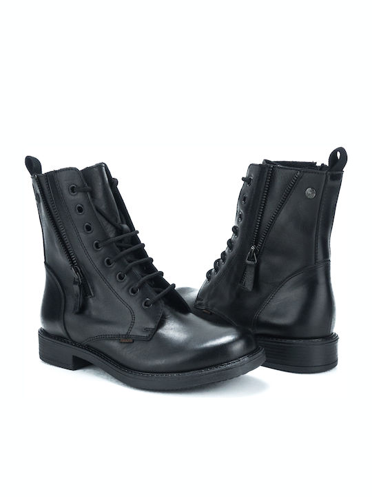 Leather Women's Ankle Boots Black 0267