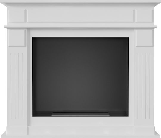Kratki November Tuv Indoor Floor Bioethanol Fireplace White 115x29.5x101.3cm