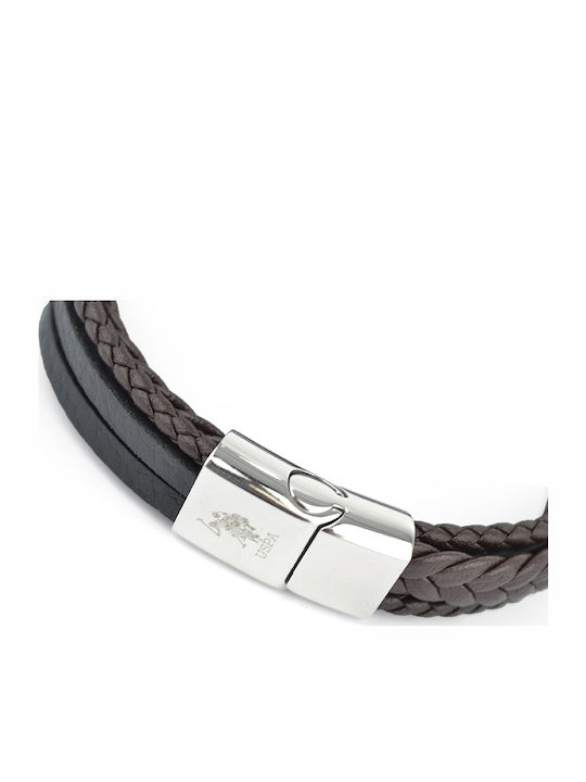 U.S. Polo Assn. Ανδρικό Βραχιόλι από Δέρμα 21cm