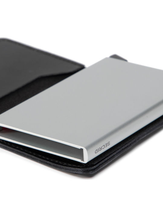 Miniwallet Original Δερμάτινο Ανδρικό Πορτοφόλι Καρτών με RFID και Μηχανισμό Slide Μαύρο