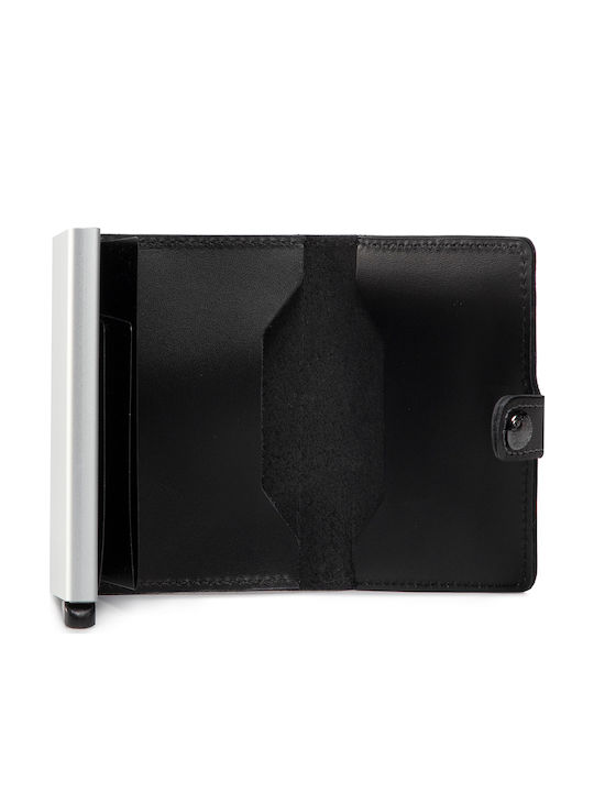 Miniwallet Original Δερμάτινο Ανδρικό Πορτοφόλι Καρτών με RFID και Μηχανισμό Slide Μαύρο