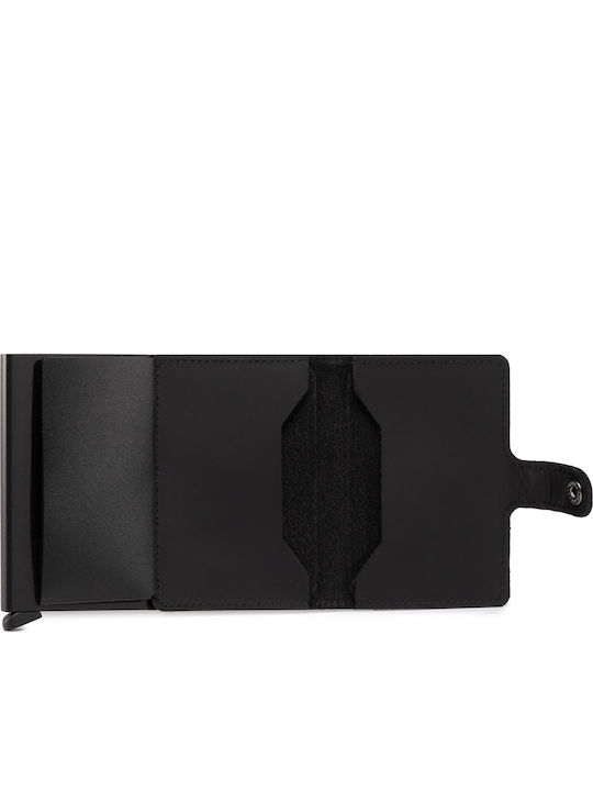 Miniwallet Matte Portofel bărbătesc Carduri cu RFID și mecanism Slide Total negru
