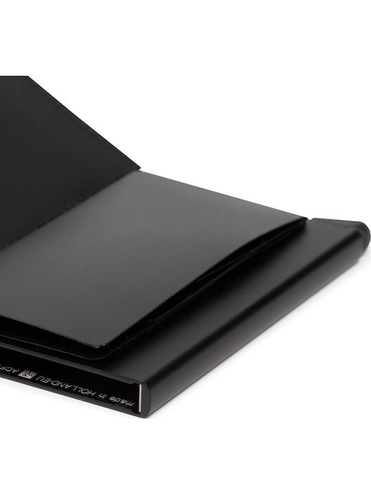 Miniwallet Matte Portofel bărbătesc Carduri cu RFID și mecanism Slide Total negru
