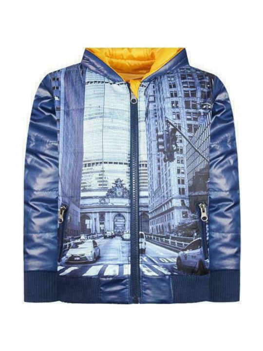 Energiers Kids Casual Jacket short Double Sided Hooded Blue