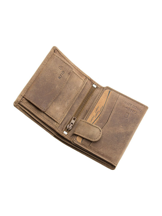 Leather Men's Wallet with RFID Beige