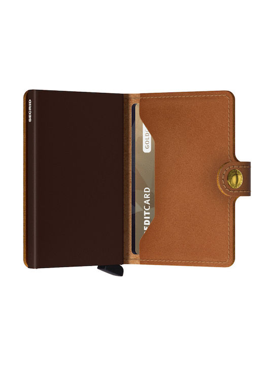 Miniwallet Original Men's Leather Card Wallet with RFID και Slide Mechanism Tabac Brown
