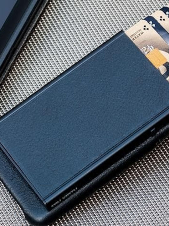 Click & Slide Leather Men's Wallet Cards with RFID and Slide Mechanism Tabac Brown