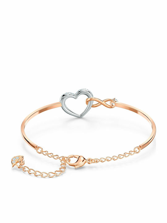 Swarovski Unendlichkeit Herz Mittleres Damen Armband Handschellen mit Plan Unendlichkeit Vergoldet 5.9cm