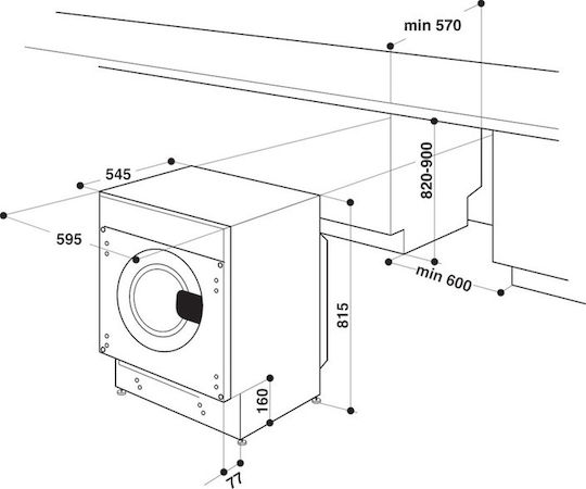 Whirlpool Εντοιχιζόμενο Πλυντήριο Ρούχων 8kg 1400 Στροφών 6th Sense BI WMWG 81484E EU