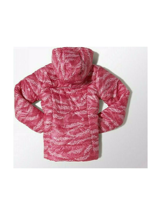 Adidas Kids Sports Jacket short Hooded Pink Lg Padded Rock