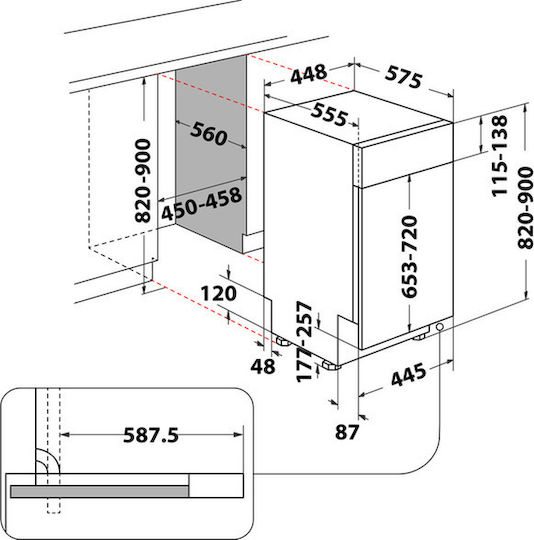 Whirlpool Einbaugeschirrspüler für 10 Gedecke B44.8xH82cm