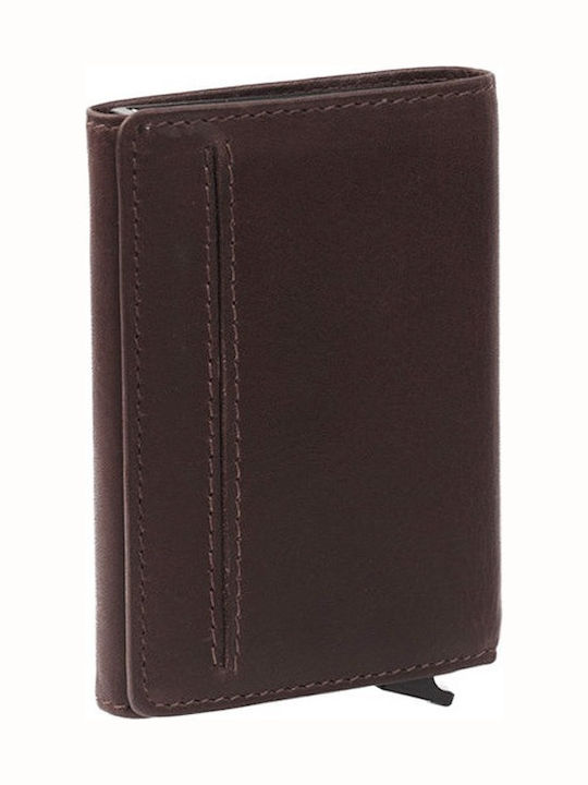 Lancaster Leather Men's Wallet Cards with Slide Mechanism Brown