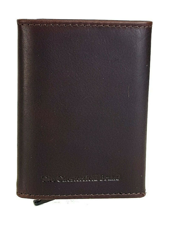 Lancaster Leather Men's Wallet Cards with Slide Mechanism Brown