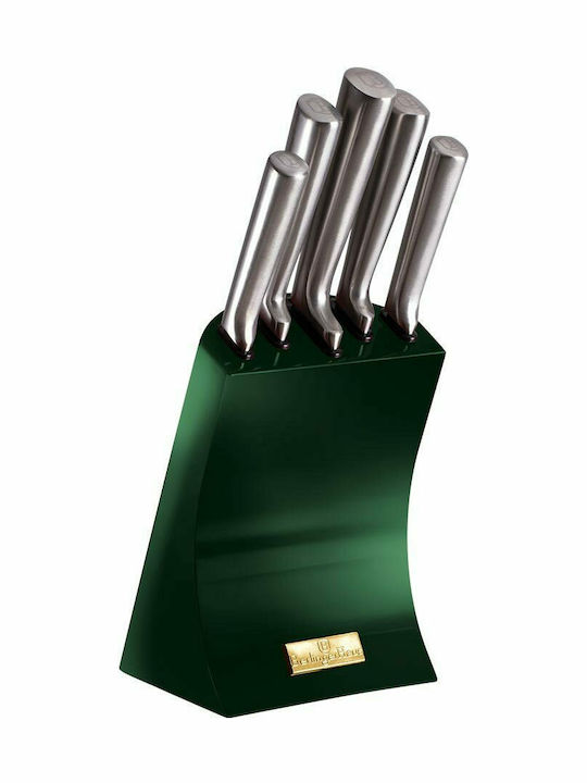 Berlinger Haus Knife Set With Stand of Stainless Steel Emerald Collection BH-2448 5pcs