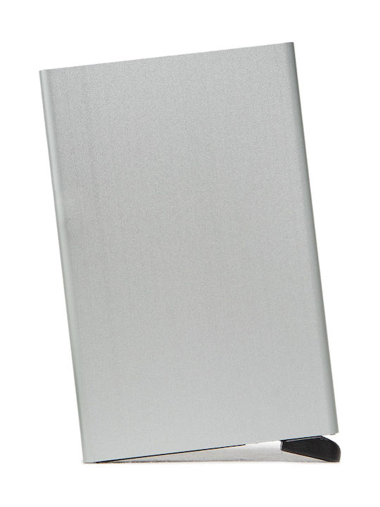 Cardprotector Ανδρικό Πορτοφόλι Καρτών με RFID και Μηχανισμό Slide Ασημί