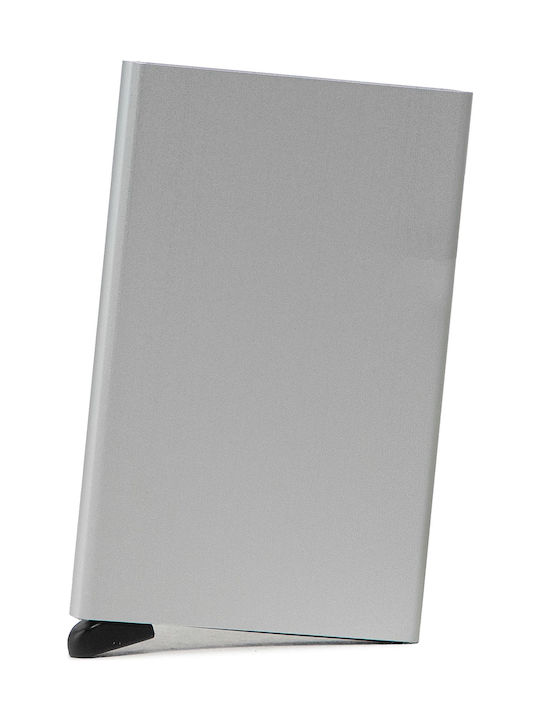 Cardprotector Ανδρικό Πορτοφόλι Καρτών με RFID και Μηχανισμό Slide Ασημί