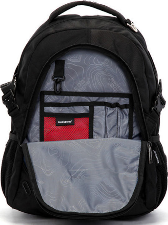 Suissewin Backpack Αδιάβροχο 26lt Μαύρο