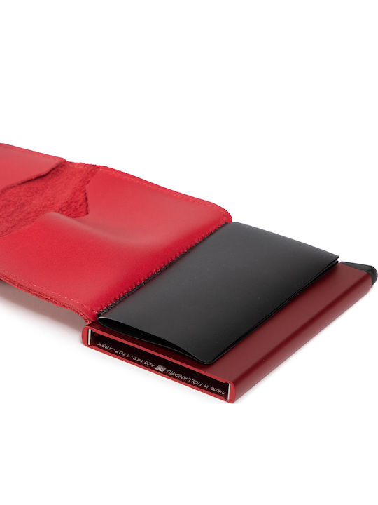 Miniwallet Original Portofel bărbătesc Carduri cu RFID și mecanism Slide Roșu