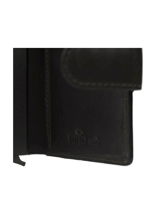 Loughton Leather Men's Wallet Cards with RFID and Slide Mechanism Brown