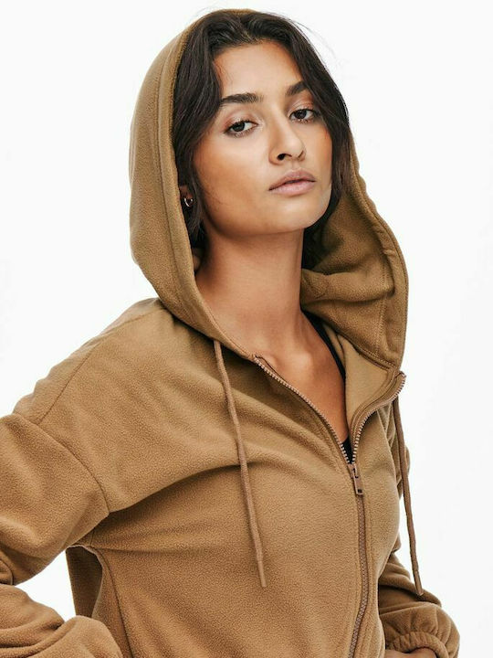 Short Women's Cardigan with Zipper Rust